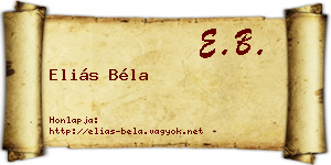 Eliás Béla névjegykártya